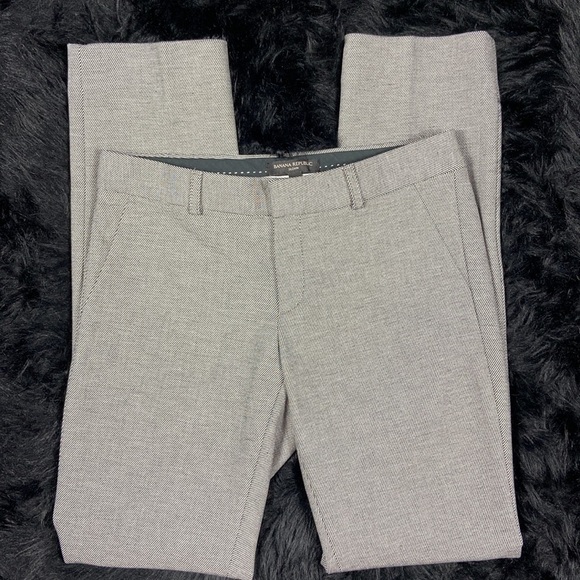Banana Republic “Sloan” Black and White Low Rise Stretch Straight Dress Pants - Picture 3 of 9